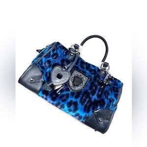Can I say juicy could tour blue wish turquoise leopard printTote handbag